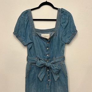 Pilcro Denim Jumpsuit Pleated Coastal Vibe size 4 Anthropologie Jumpsuit